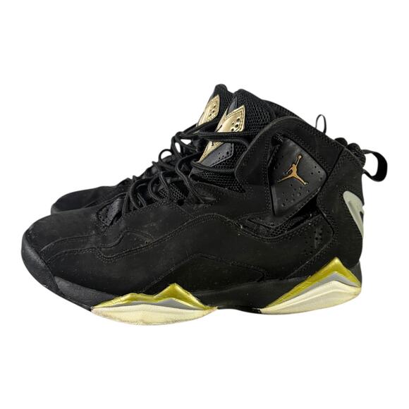 Air Jordan 7 True Flight Retro Sneaker Men’s Size 8 Black Gold Basketball - Picture 4 of 8